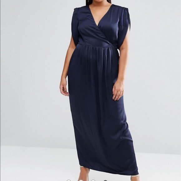 ASOS Curve Dresses & Skirts - ASOS Curve • Red Carpet Satin Maxi Dress Navy Blue